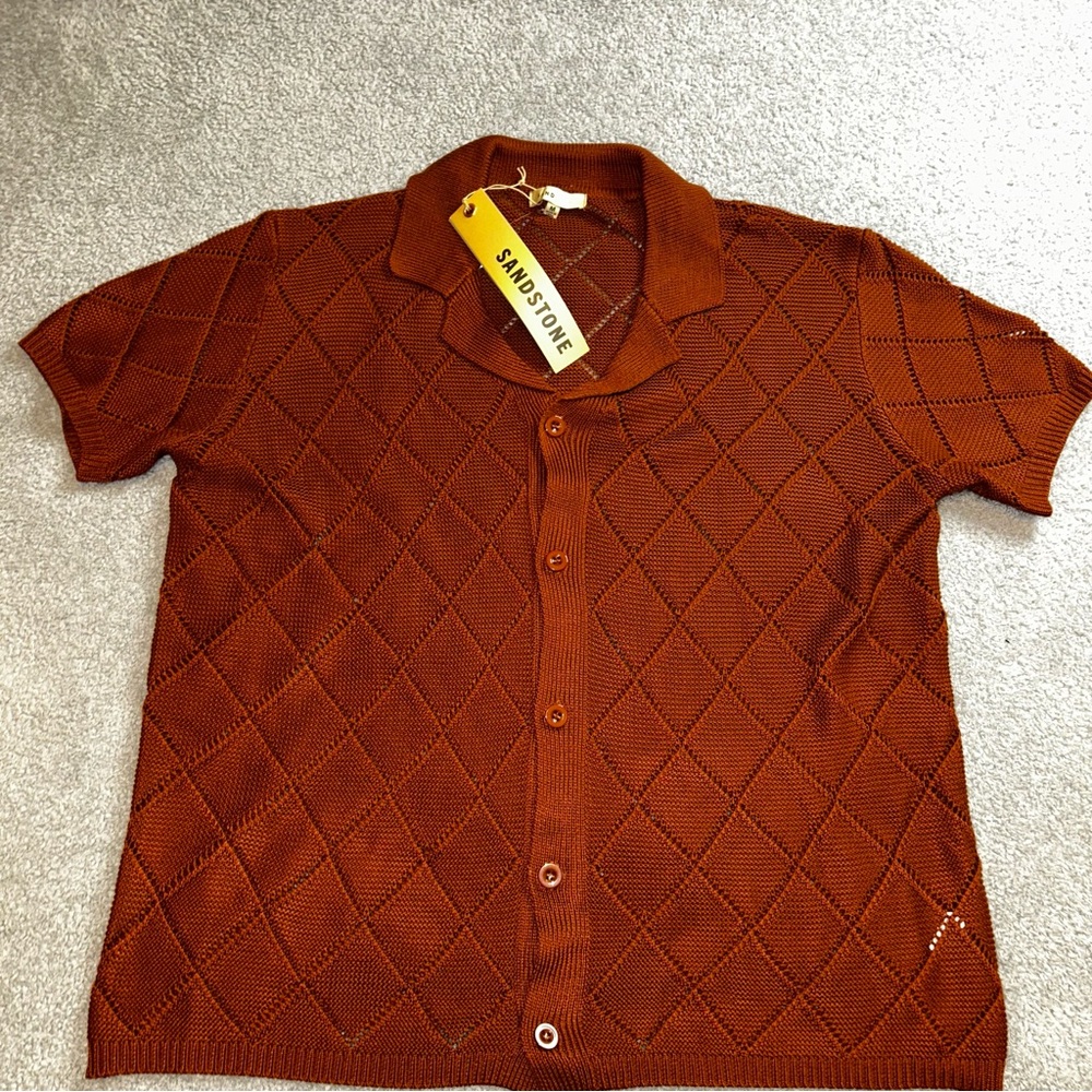 Sandstone Men’s Orange Knit Sweater size large